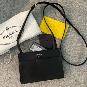Authentic Brand New Prada Black Saffiano Leather Crossbody Bag - Fits iPhone